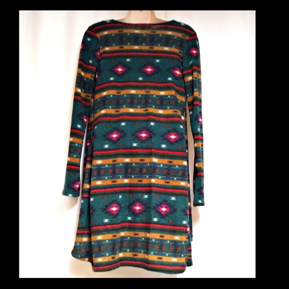 Moru Open Front Cardigan Tribal Aztec Green Med - Picture 2 of 4